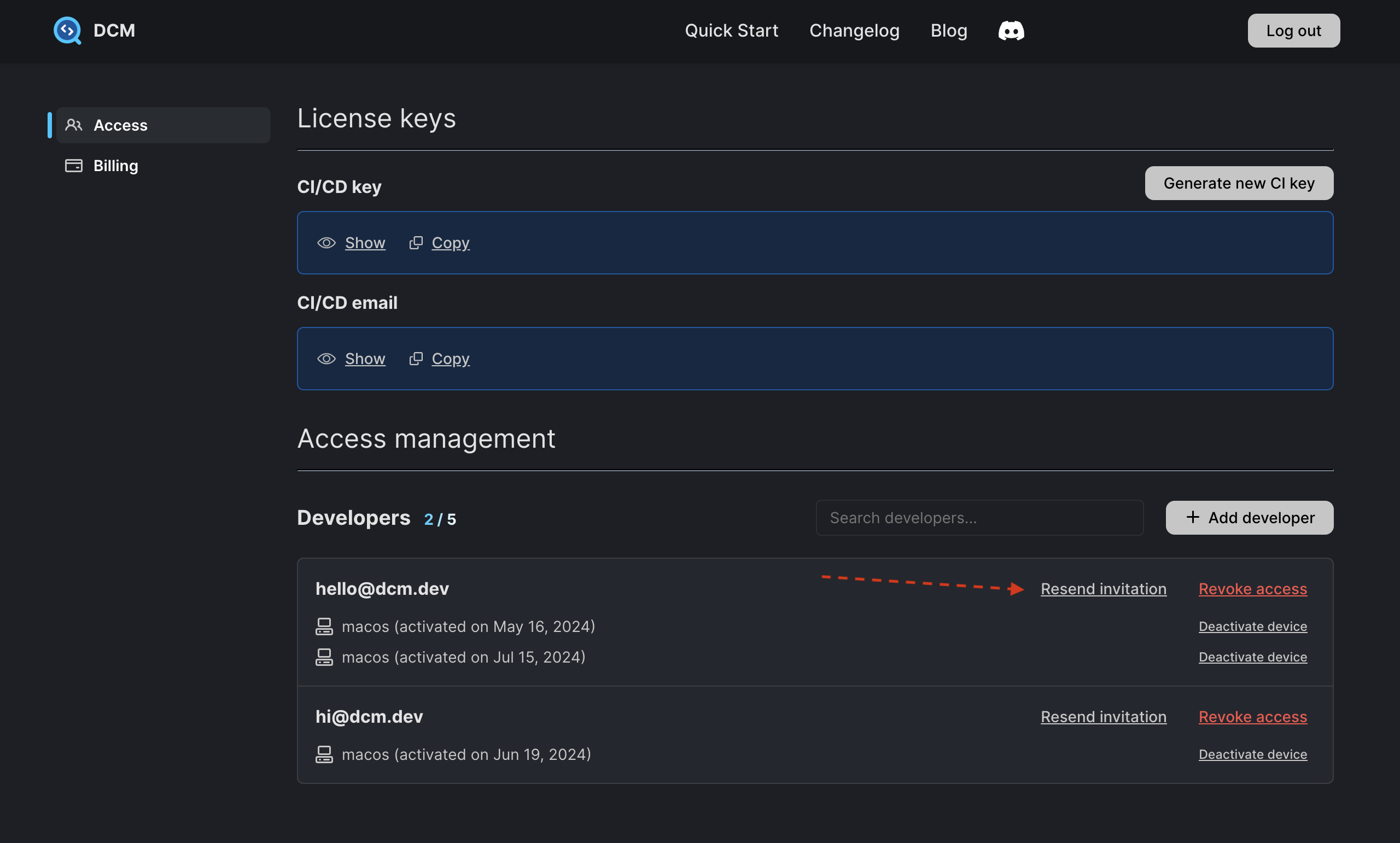 Resend Access