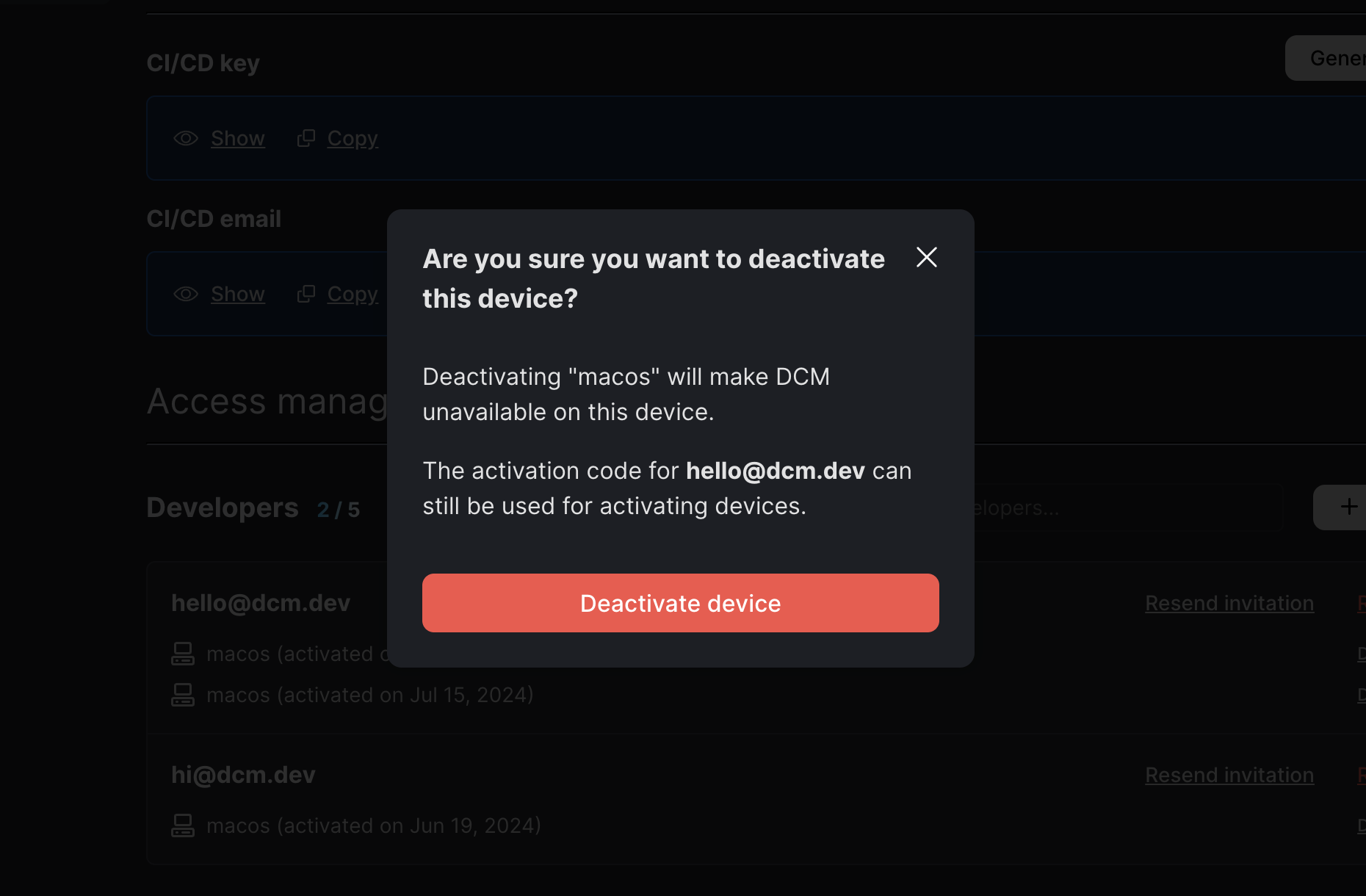 Deactivate Developer