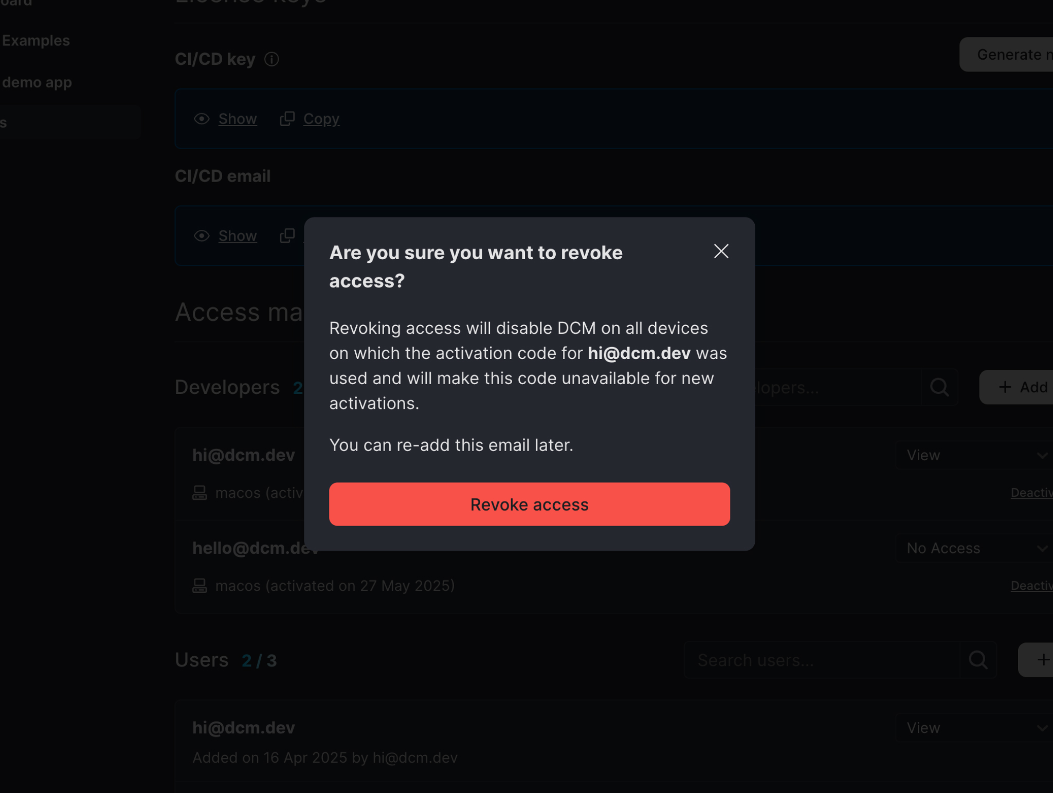 Remove Developer's Access