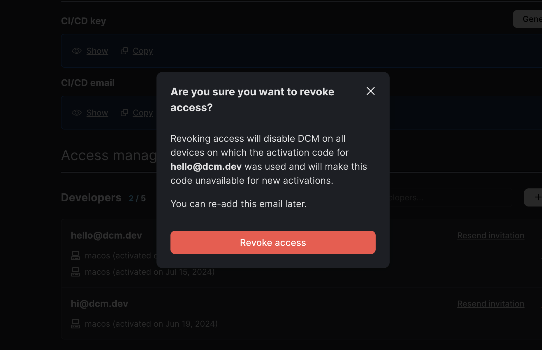 Remove Developer&#39;s Access