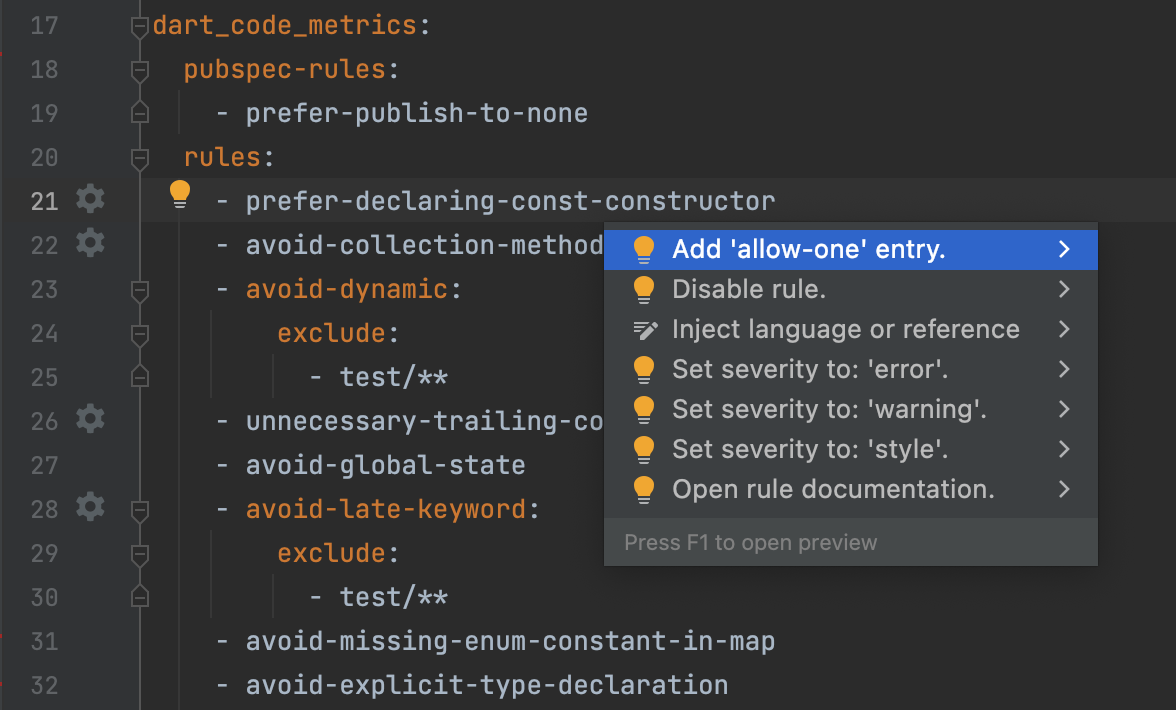 Code actions