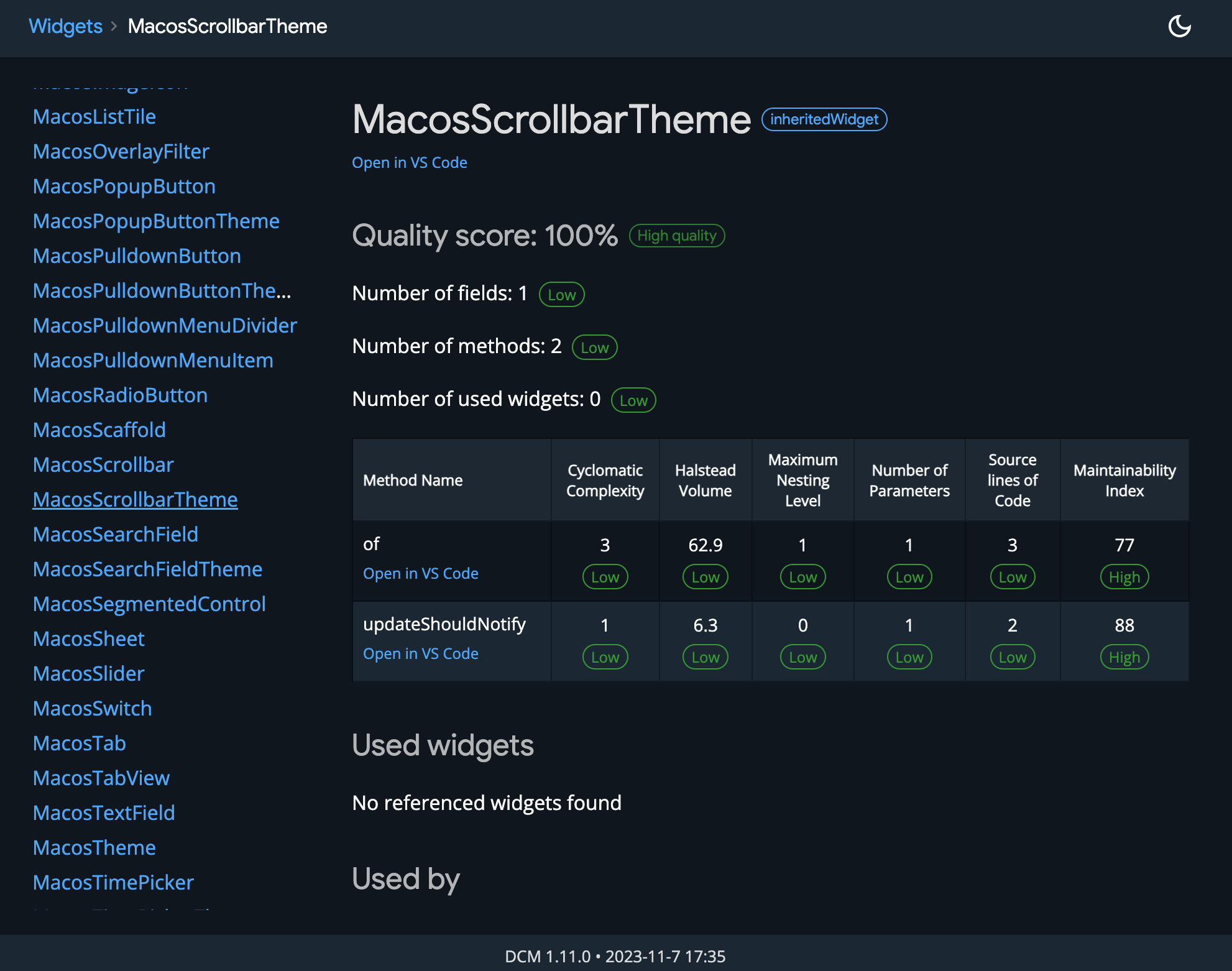 Dark theme example