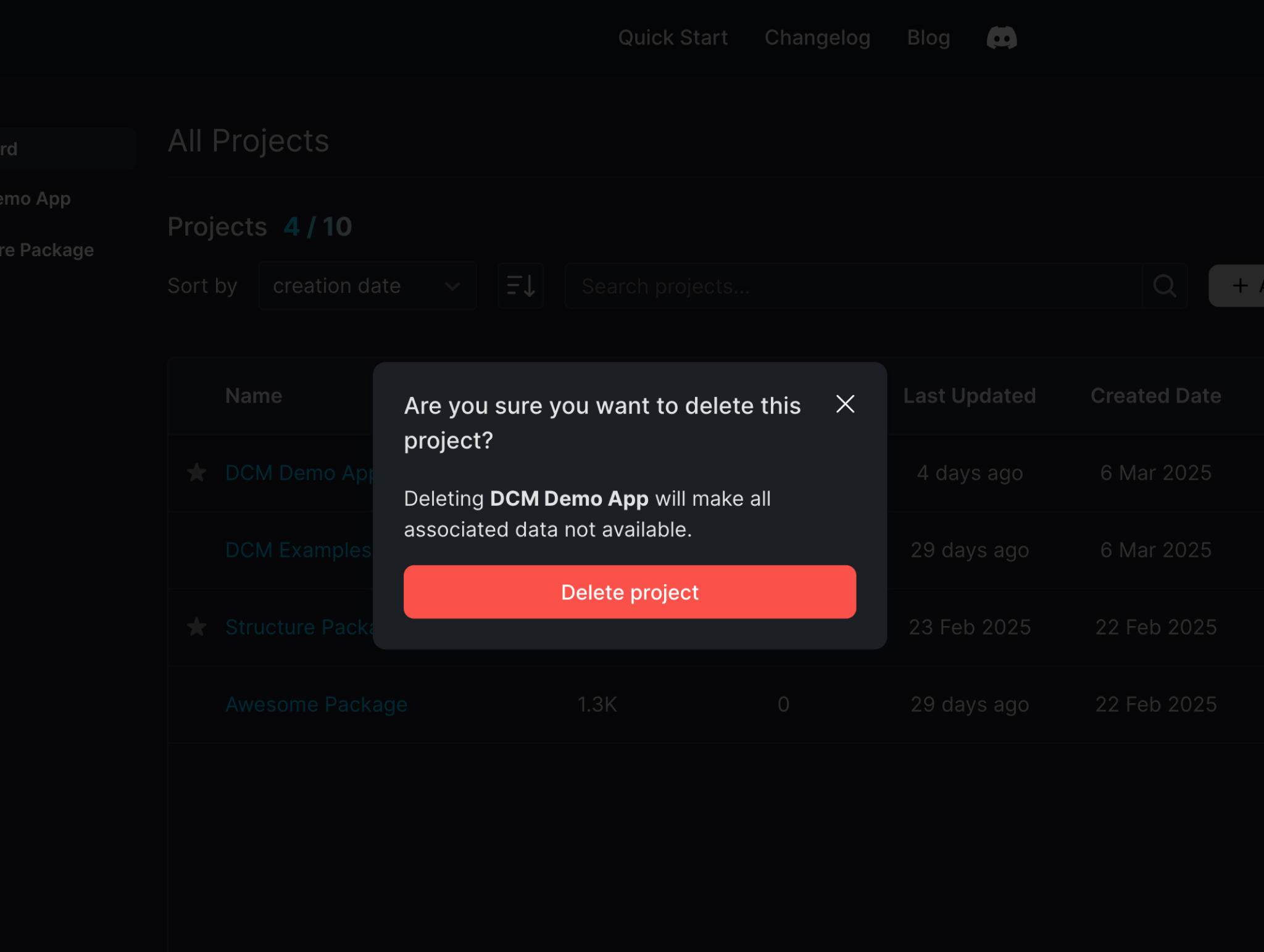 Delete Project