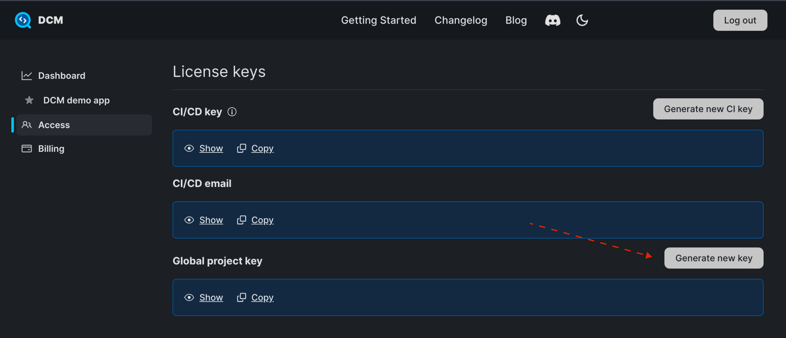 Project Key Reset