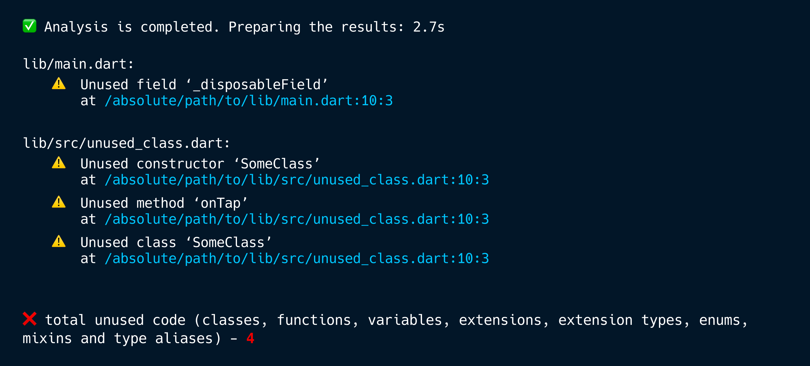 Unused code