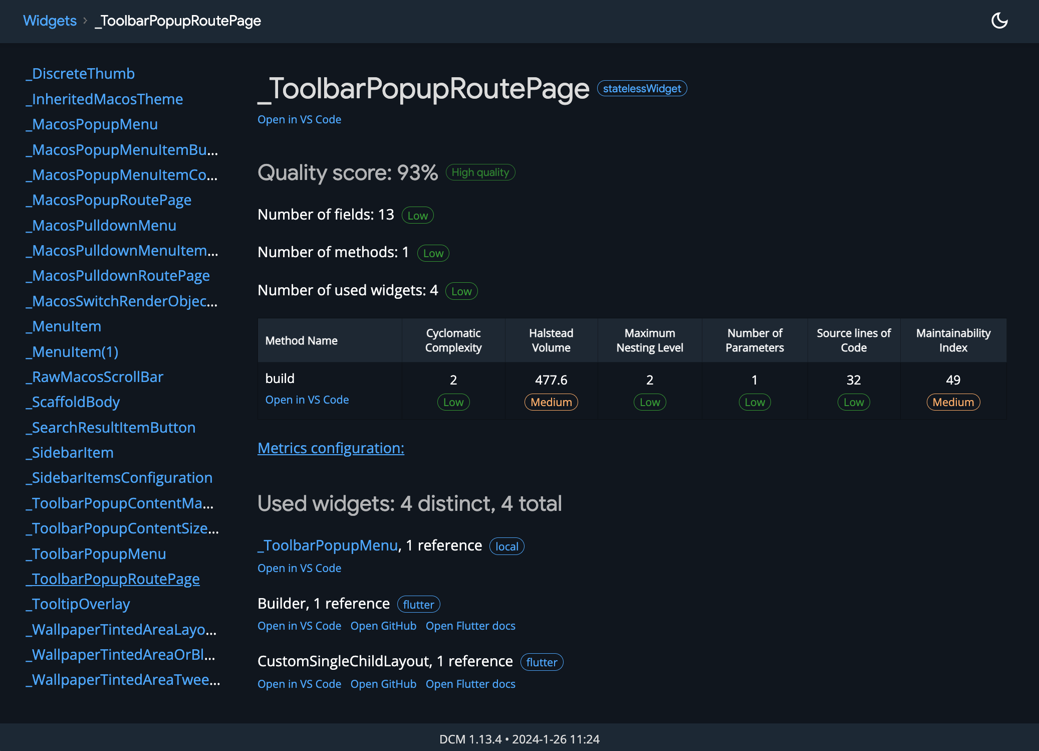 Widget report